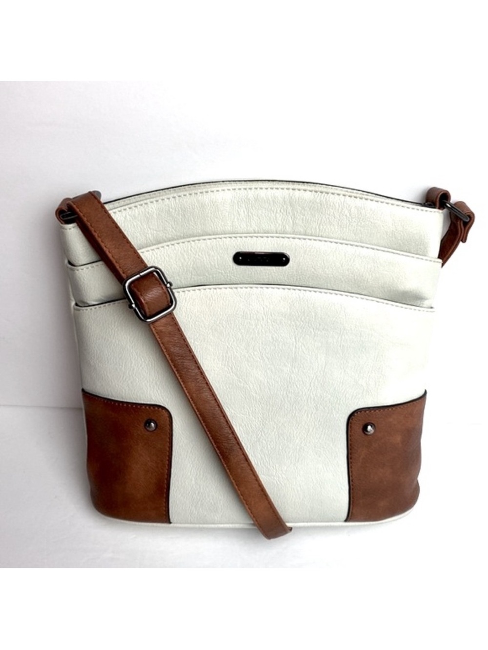 New Cluci Cream & Brown Two-Tone Crossbody Bag with Adjustable Strap